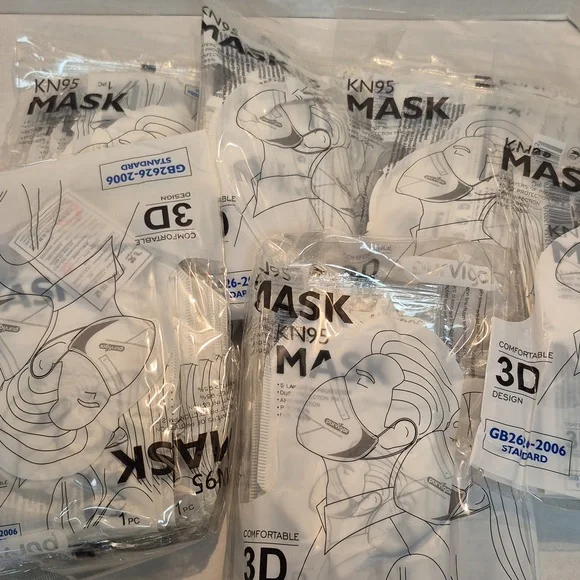 KN95 60 Face Masks  Individually Wrapped, 5 Layer Protection White KN95 - Picture 3 of 4